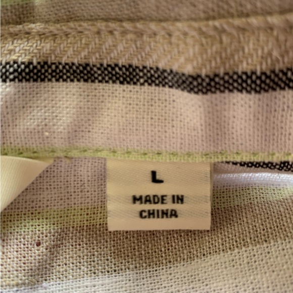 Caffe’ Marrakesh SZ L Striped Linen Blend Short Sleeve Tie Waist Top | NWT - Picture 10 of 15